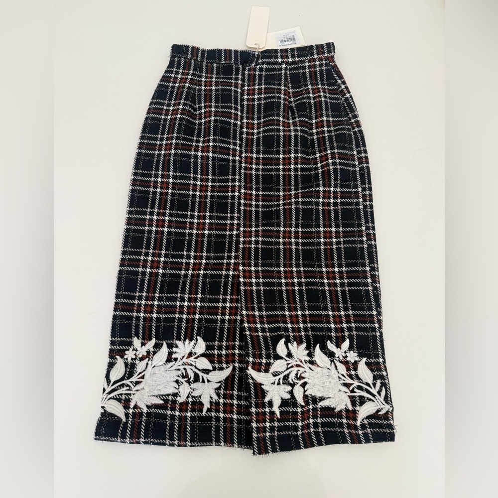 NWT Fanm Mon Navy Plaid Tweed Ruffle Skirt Set - Picture 8 of 15